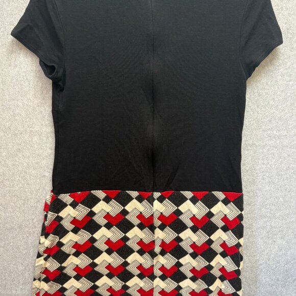 Ann Taylor Loft Dress Size 4p Vintage Women's Black Geometric Drop Waist Stretch - Picture 2 of 5